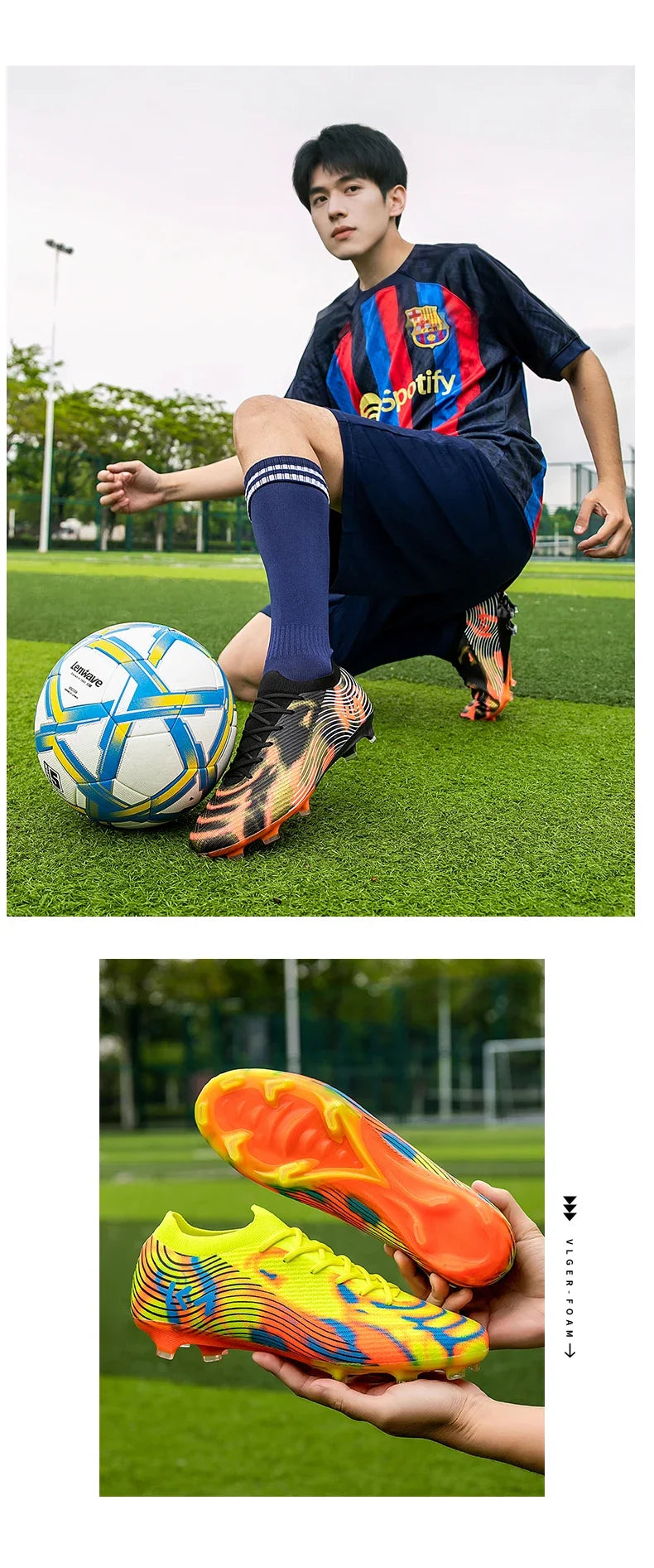 Nuevas zapatillas de fútbol para hombre, botas para césped exterior, tacos antideslizantes de alta calidad, caña alta y ligeras para niños, modelo superventas