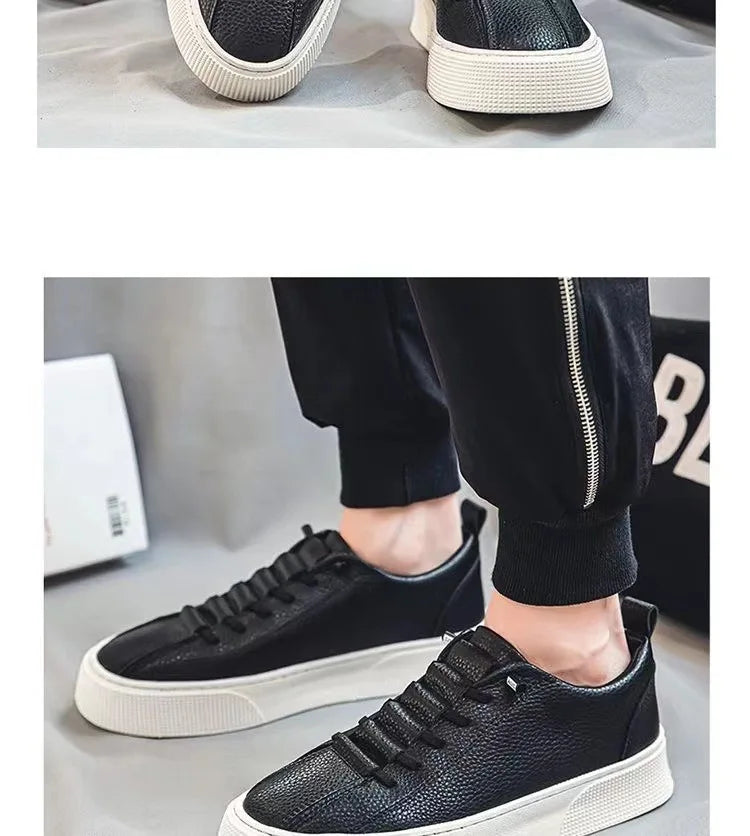 Zapatillas deportivas para hombre, calzado informal, zapatos planos para hombre, zapatillas ligeras de cuero sintético (PU), calzado transpirable, zapatillas deportivas blancas para hombre