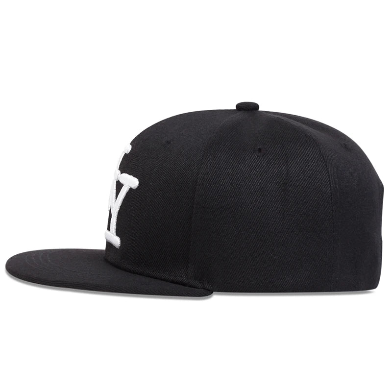 Boné unissexo de beisebol ajustável com bordado de letras, estilo hip-hop, casual, para exterior, primavera/outono, com proteção solar