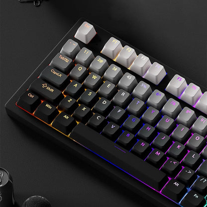 Teclas gamer RGB con retroiluminación degradada para teclado mecánico con interruptores MX, perfil OEM, PBT, blanco y azul, distribución ISO, teclas DIY