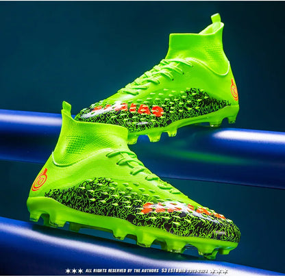 1 paire de chaussures de football pour hommes, résistantes à l'usure, antidérapantes, avec crampons longs et courts, idéales pour les matchs sur gazon extérieur, pour étudiants et adultes