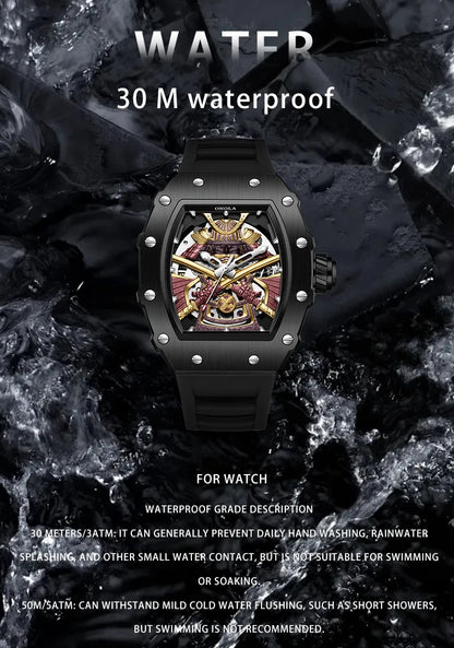 ONOLA Luxury Men's Automatic Mechanical Watch Waterproof Watch Luminous Barrel Shape Military Sports Wristwatch Men's Watch