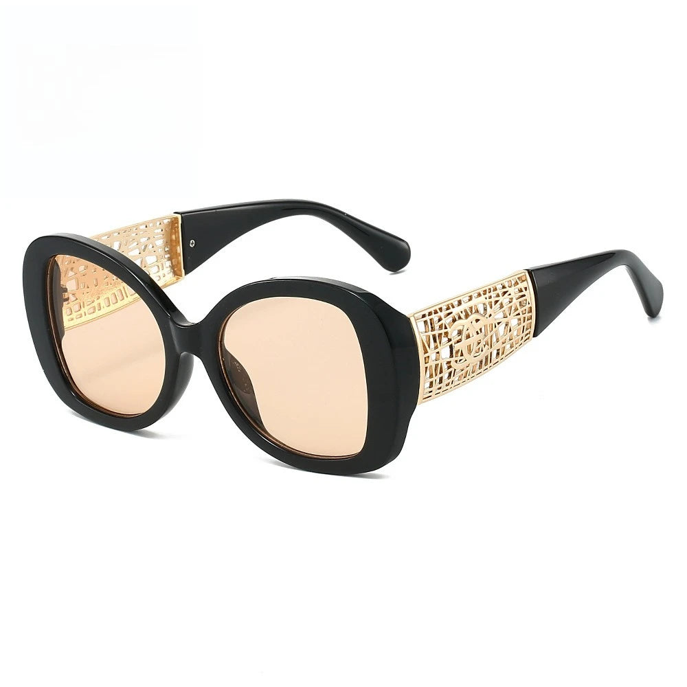 Hot Designer Fashion Women's Sunglasses Premium Retro Sunglasses Large Frame Metal Toad Glasses