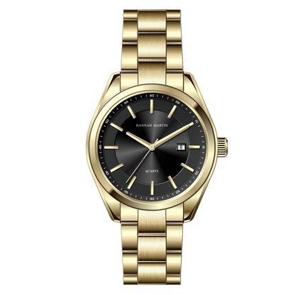 HANNAH MARTIN quartz watch, 40 mm, for men, black stainless steel bracelet, water-resistant to 3 bar, sporty-chic style