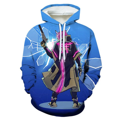 Fortnite 2024 Kinder-Sweatshirt mit digitalem 3D-Druck, Hoodie als Pullover-Jacke für Herren und Damen, langärmelig, Kindergeschenk