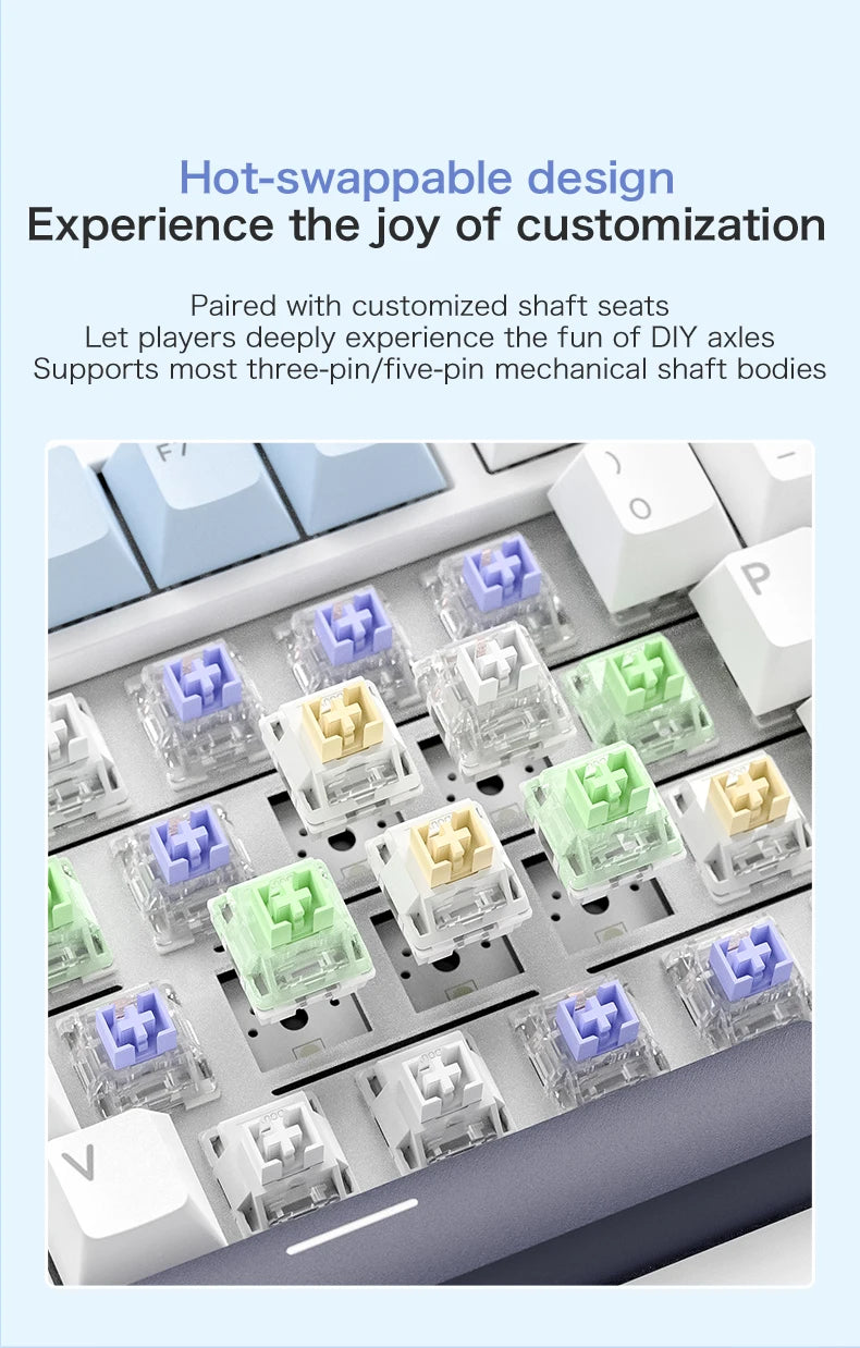 F75 Mechanische Tastatur FREEWOLF * AULA F75 Bluetooth-Tastatur mit drei Verbindungsmodi, speziell für Gaming und Büro entwickelt