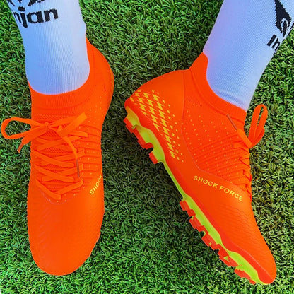 Men Football Cleats Fashion Youth Soccer Shoes Knit Football Training Trainers Breathable Society Campo Non-Slip Sports Footwear