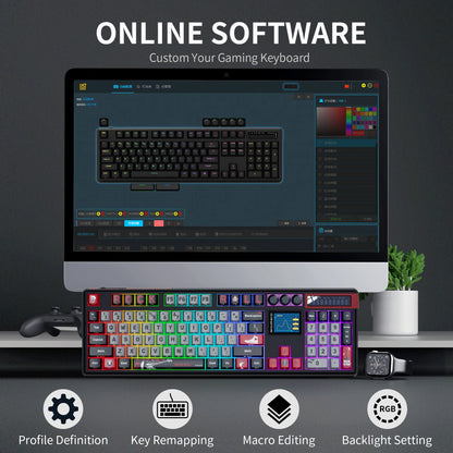 Teclado Mecânico Sem Fios SKYLOONG GK104 Pro 100% Personalizado com Switch Hot-Swap de Baixo Ruído para PC Gaming e Acessórios de Escritório