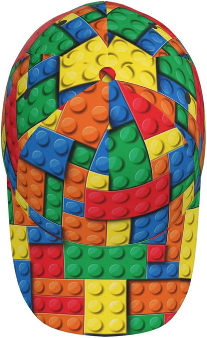 Žaisminga „Building Block Print“ beisbolo kepurė moterims ir vyrams, reguliuojama „Snapback“ kepurė su blizgučiais, madinga beisbolo kepurė