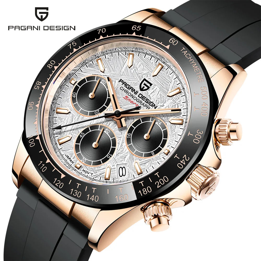 Nuevo original PAGANI DESIGN PD-1664 reloj de pulsera de lujo para hombre con movimiento de cuarzo japonés VK63, cristal de zafiro, cronógrafo impermeable dorado