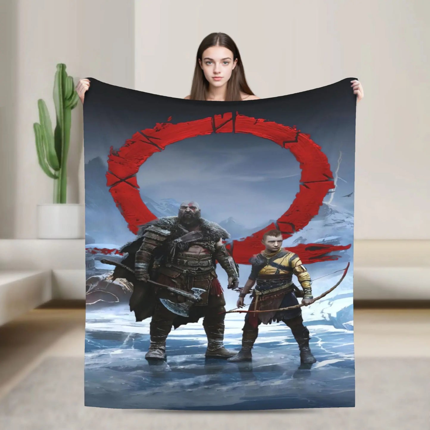 God of War Game Gamers Kratos Blanket  Soft Warm Funny Plush Throw Blanket For Home Decor Travel Flannel Bedspread Bed Cover