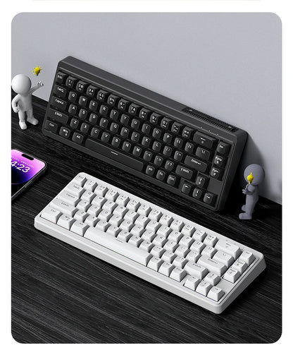 FREEWOLF M68SE Mini-Tastatur mit 68 Tasten, kabelgebunden, RGB-Hintergrundbeleuchtung, Type-C, 68-%-Layout, kompakt, für Gaming, Büro, PC und Laptop