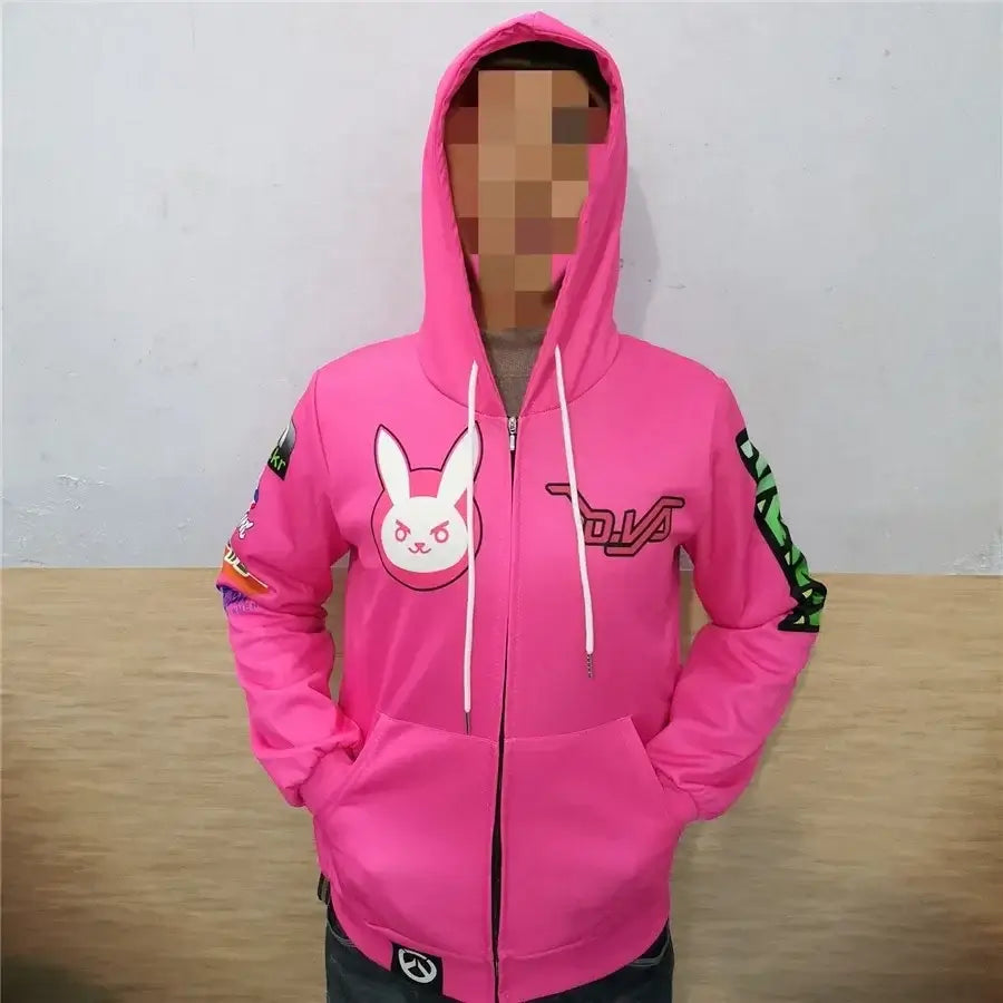 Anime Game Hoodie Sweatshirt 3D Printing Overwatches DVA DJ Cosplay Costume Women Men Couple Hooded Jacket Top Clothing