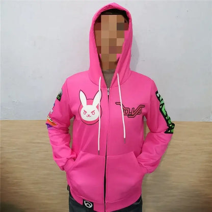 Anime Game Hoodie Sweatshirt 3D Printing Overwatches DVA DJ Cosplay Costume Women Men Couple Hooded Jacket Top Clothing