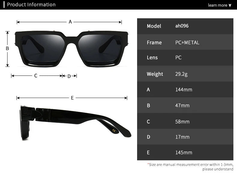 Cycling Brand Rectangle Sunglasses Men Women Luxury Shades Retro Square Sun Glasses Eyewear Trend Punk Eyeglasses For Male