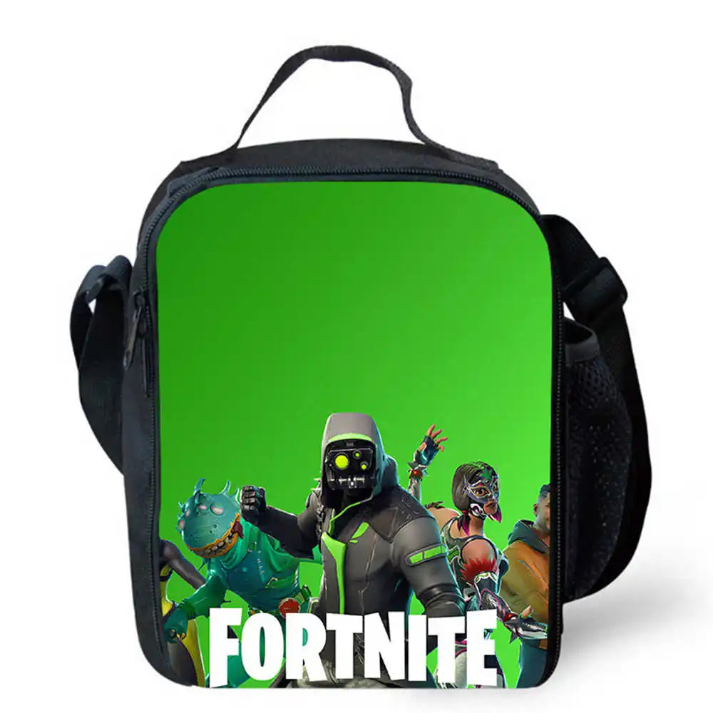 Lunch Bags for Children, Cartoon Fortnite School Picnic Bags for Girls and Boys, Kids Insulated Cooler Lunch Bags Portable Lightweight