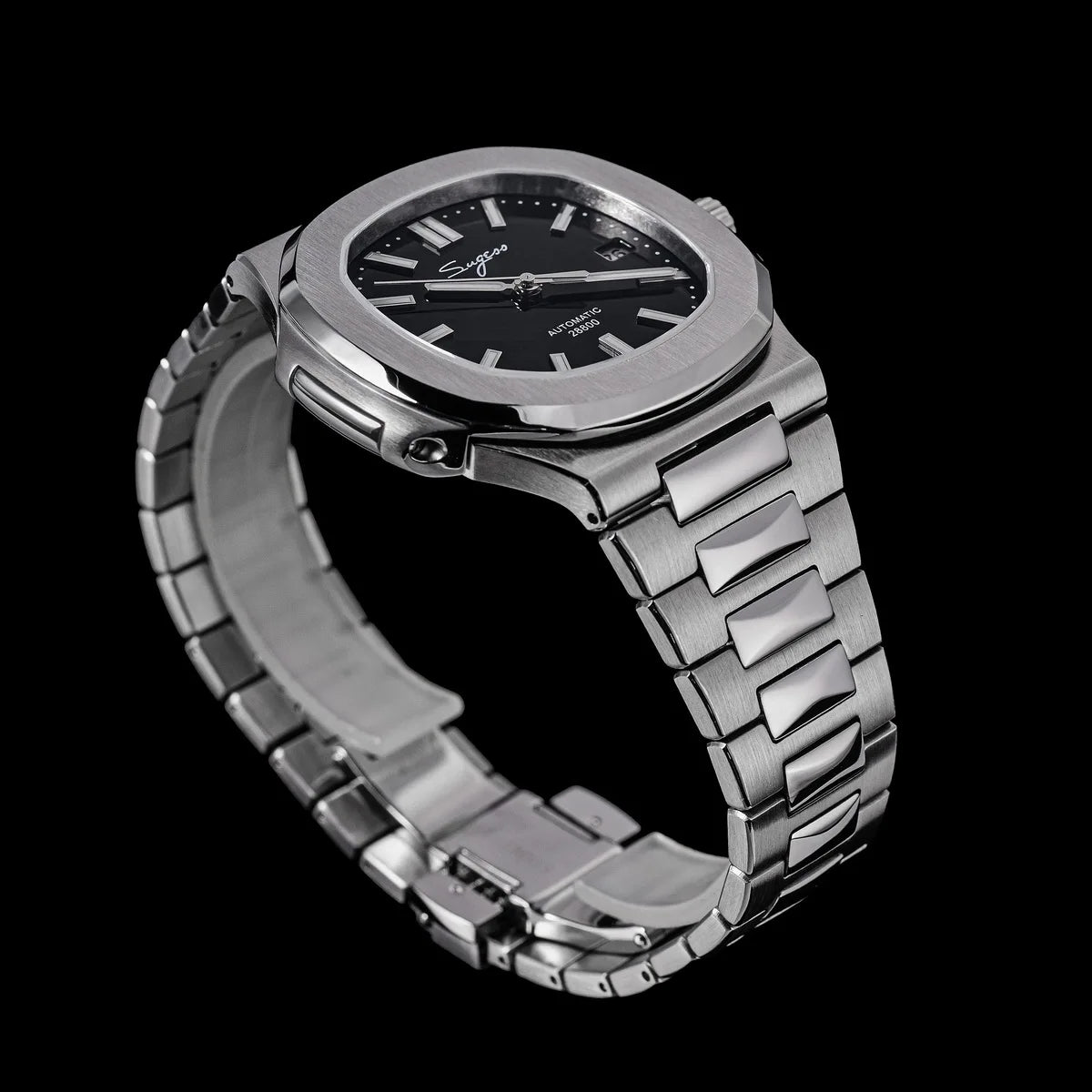 Orologio da uomo Sugess automatico meccanico da polso, movimento Miyota 9015, quadrante MOP, luminoso, impermeabile 5bar, bracciale di lusso S466