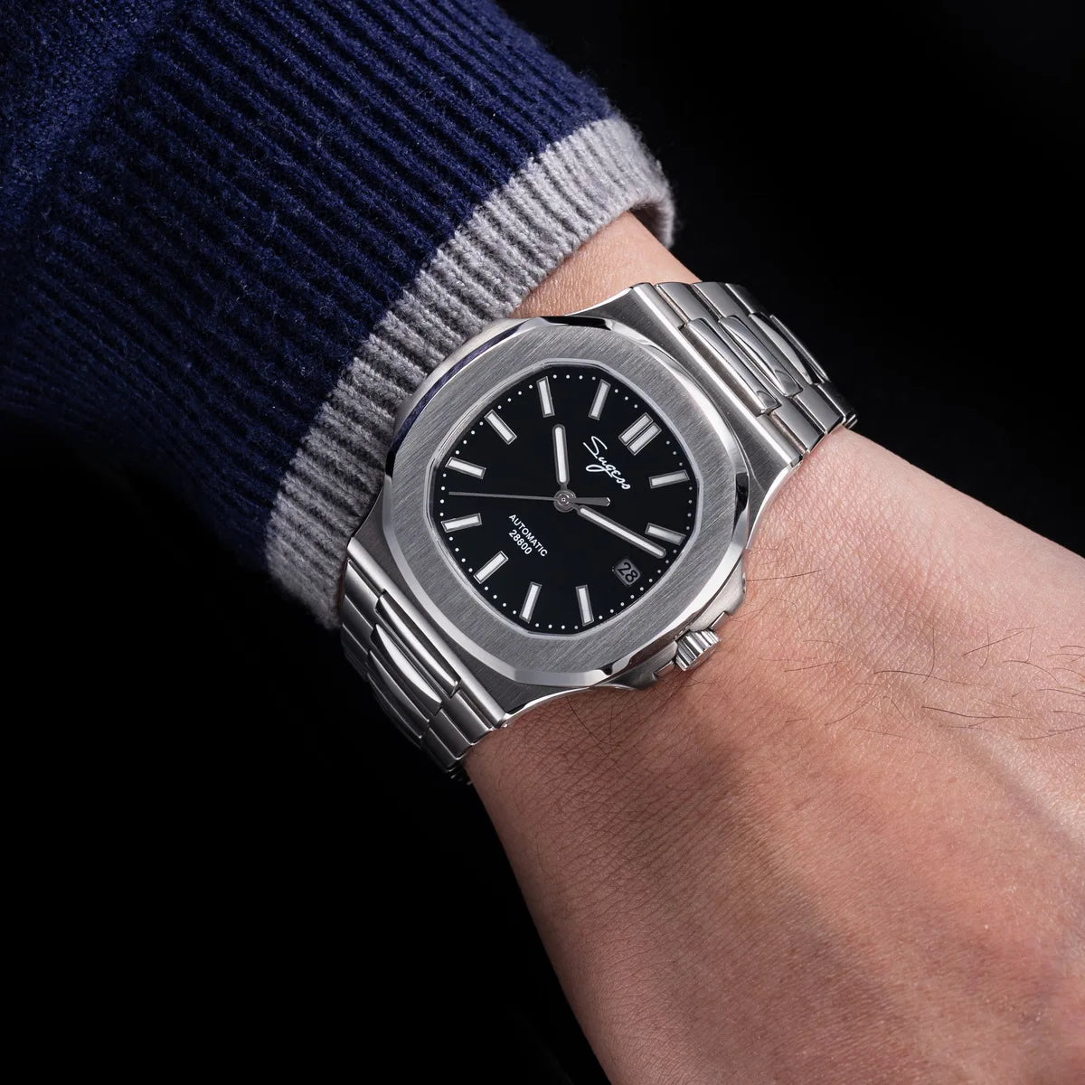 Orologio da uomo Sugess automatico meccanico da polso, movimento Miyota 9015, quadrante MOP, luminoso, impermeabile 5bar, bracciale di lusso S466