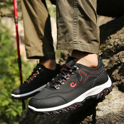 Sapatos casuais em pele para homem, ténis leves de caminhada para primavera, outono e inverno