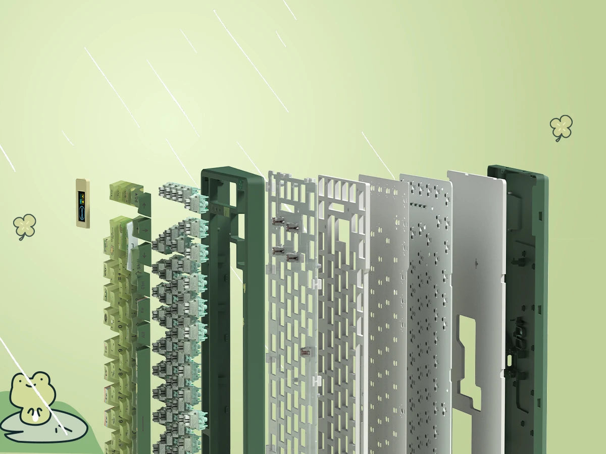 Womier SK80 Green 75% Keyboard with Color OLED Display Mechanical Gaming Keyboard Gasket Mounted RGB Hot Swap Custom Keyboard