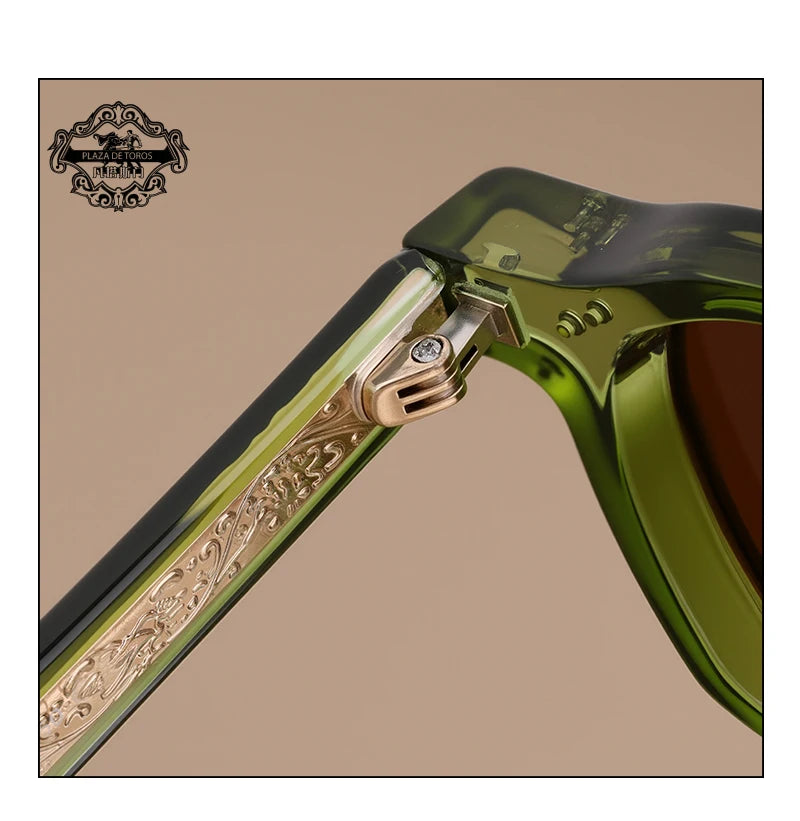 Classics Rivets Style Retro Sun Glasses for Women TR90 Frame Polygon Polarized Sunglasses UV400 Male Black Green 2025 Summer