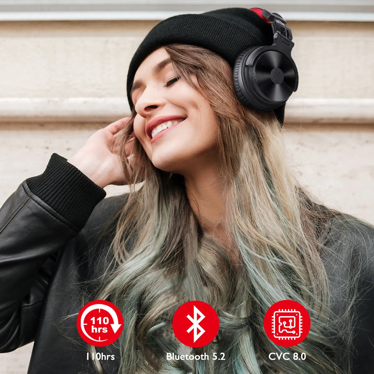 Cuffie da gaming wireless Bluetooth 5.2 OneOdio 110H – Autonomia di 110H, cuffie over-ear con bassi profondi e microfono, headset 2-in-1 cablato e wireless per PC PS4