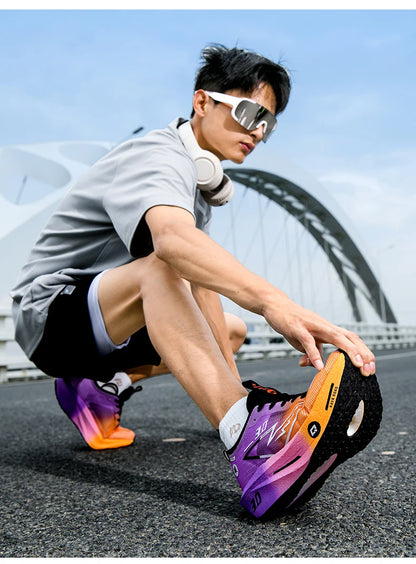 Zapatillas deportivas de carbono para hombre, antideslizantes, acolchadas, cómodas, para carreras, entrenamiento y running; zapatillas de tenis de malla, informales para mujer