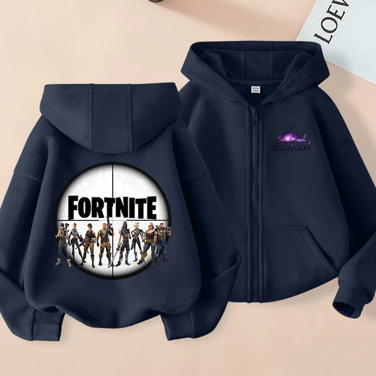 New Fortnite Child Zip-Up Hoodie Cartoon Anime Hoodies Casual Breathable Kids Boys Coat Jackets 2026 Spring Children Clothing