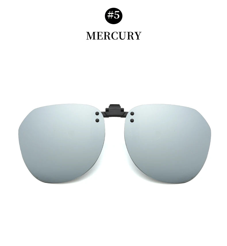 Men Fashion Clip On Polarized Sunglasses Lens Women Driver Flash Mirror Lens Sun Clips Glasses Cover Night Vision Eyewear UV400