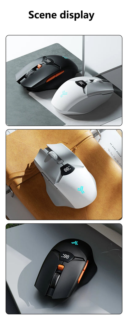 Mouse gaming wireless Warvank SX01 con display smart, regolazione DPI a 6 velocità, batteria ricaricabile da 600mAh, mouse Bluetooth silenzioso per ufficio