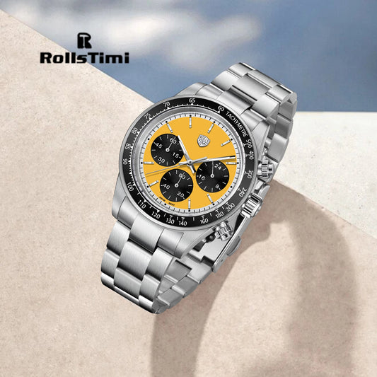 ROSSITIMI Urban Premium Men Quartz Watch Light Luxury Sports Stainless Steel VK63 Tachymeter Luminous 100m Diving Luminous Watch