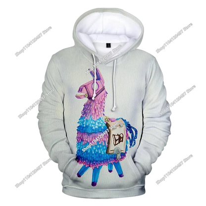 Fortnite 2024 Kinder-Sweatshirt mit digitalem 3D-Druck, Hoodie als Pullover-Jacke für Herren und Damen, langärmelig, Kindergeschenk