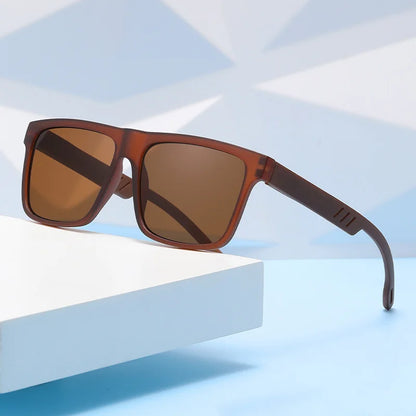 New Fashion Square Sunglasses Wood Grain Spring Hinge UV400 Unisex for Driving Hiking Travel 2026