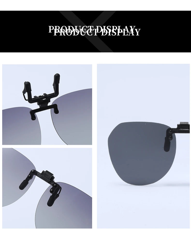 Men Fashion Clip On Polarized Sunglasses Lens Women Driver Flash Mirror Lens Sun Clips Glasses Cover Night Vision Eyewear UV400