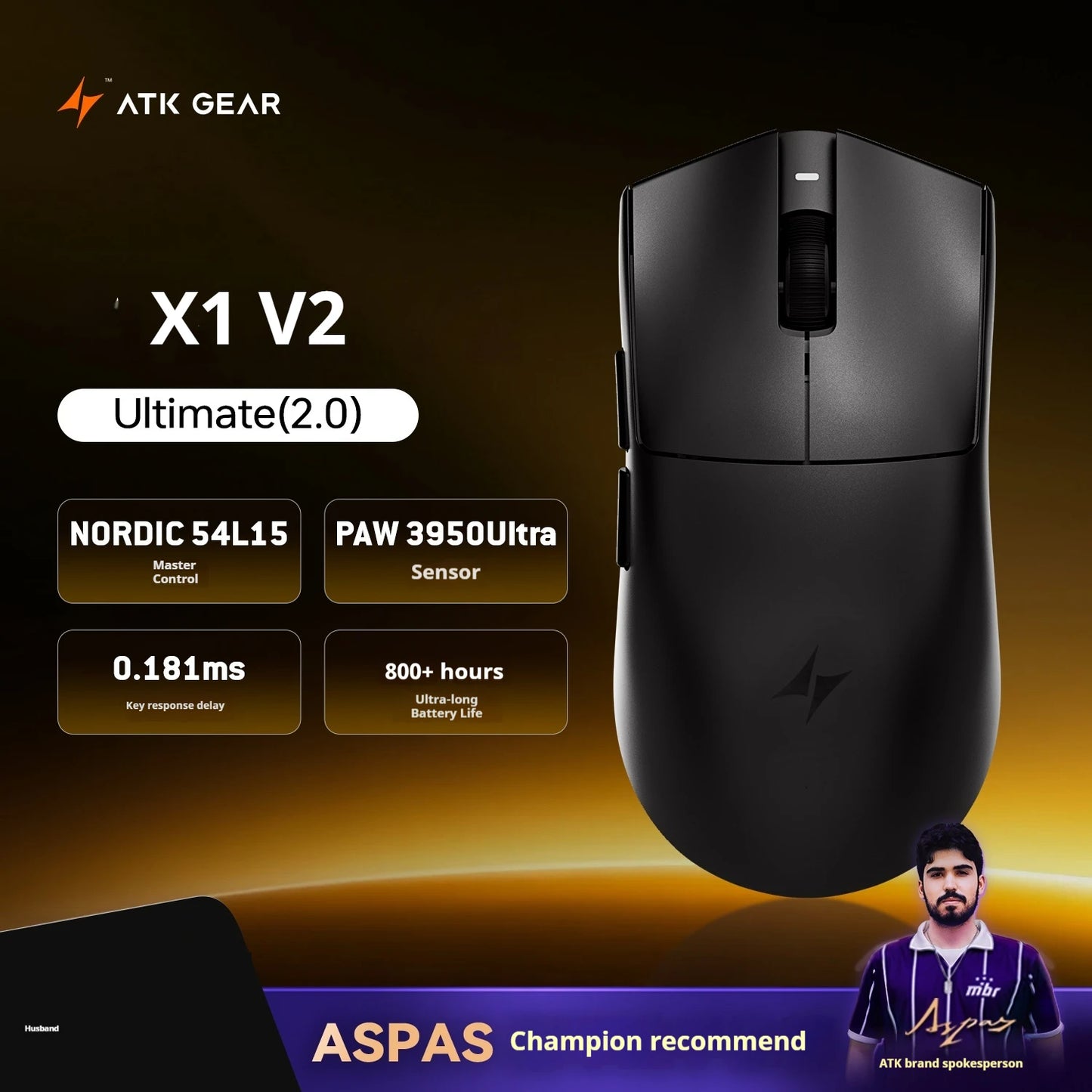 Bezdrôtová myš ATK X1 V2 Ultimate 2.0 Paw3950, ultr ľahká 54g, 750ips, nízka latencia 0.163ms, 650ips, nový herný doplnok, darčeky