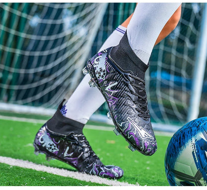 Men's High Ankle Football Boots Turf Soccer Cleats Breathable Non-slip Training Match Sneakers Outdoor Sports FG Soccer Shoes