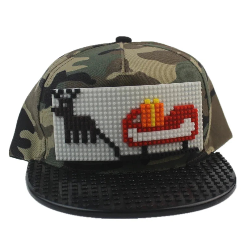 Karikatūrinės „Patchwork“ beisbolo kepurės, „DIY“ blokai, „Snapback“ kepurės, hiphopo kepurės vyrams ir moterims, nuimami „Pixels“ elementai, „Dad Hats“ kepurės, kepurės vaikams ir suaugusiems