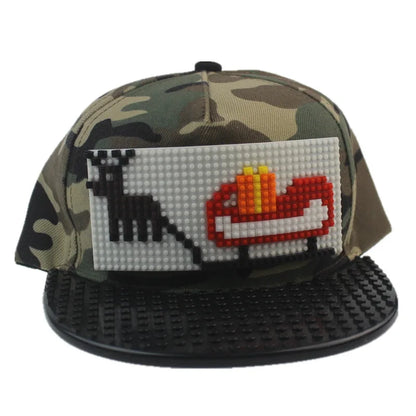 Karikatūrinės „Patchwork“ beisbolo kepurės, „DIY“ blokai, „Snapback“ kepurės, hiphopo kepurės vyrams ir moterims, nuimami „Pixels“ elementai, „Dad Hats“ kepurės, kepurės vaikams ir suaugusiems