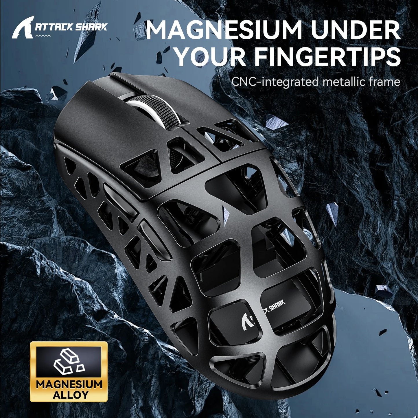 ATTACK SHARK R3 8KHz Magnesium Alloy Mouse, PixArt PAW3395 Sensor, up to 26000 DPI, 2.4G/BT/Wired, 46g superlight, for PC/Mac
