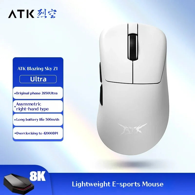 ATK Z1 Pro Max Ultra безжична геймърска мишка с персонализирани крачета, PAW3950, Ultra Smart Speed Wireless, 8k честота на отчитане, 0.39ms ниска латентност