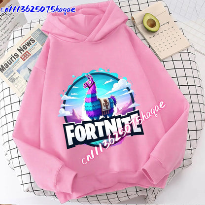 Nowa bluza dziecięca z kapturem Fortnites z nadrukiem postaci z gry, styl kreskówkowy, jesienna odzież casualowa, zimowa bluza dla chłopców