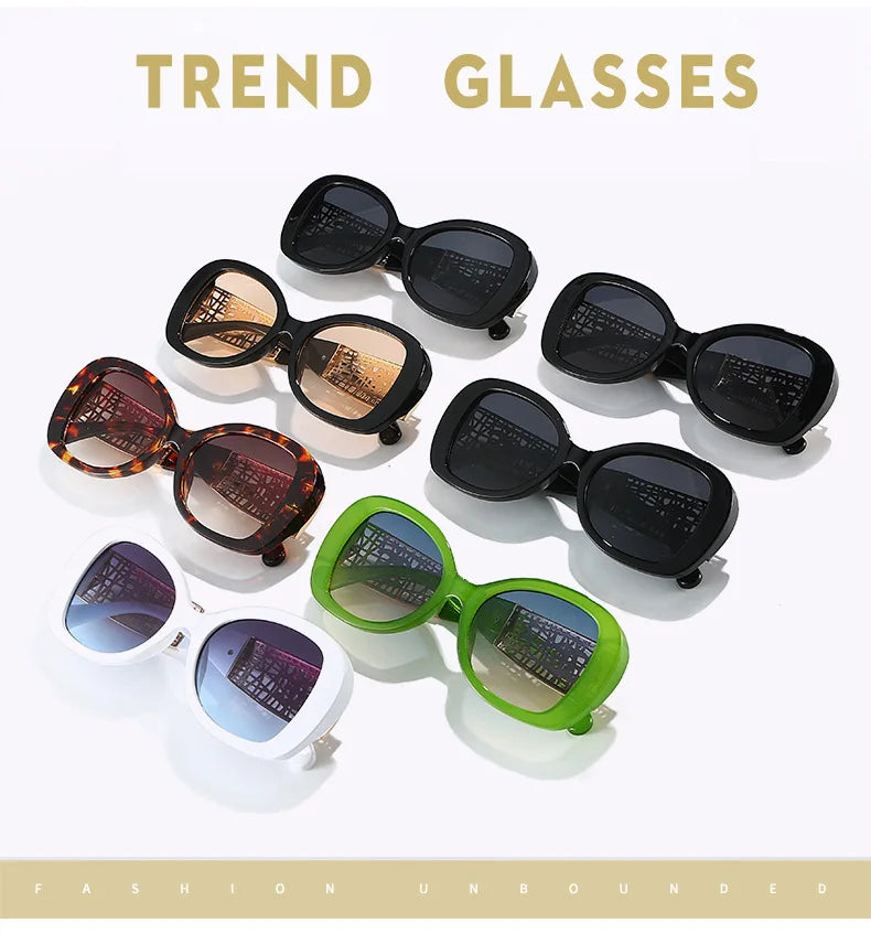 Hot Designer Fashion Women's Sunglasses Premium Retro Sunglasses Large Frame Metal Toad Glasses