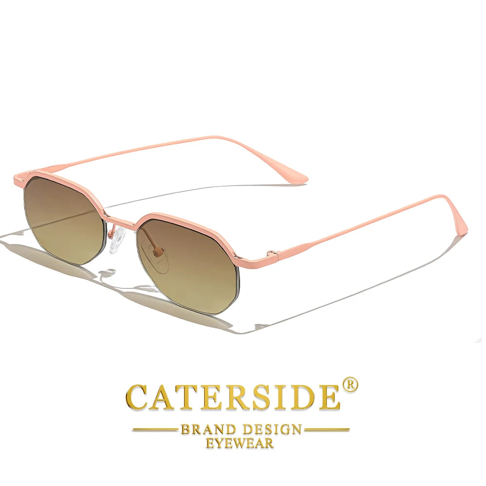 Caterside New Retro Small Frame Sunglasses Men's Polygonal Lenses Sun Glasses Women Business Travel Party Eyewear Summer Style