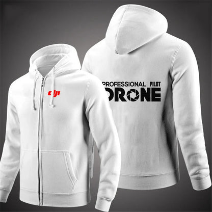 Dji Professional Pilot Drone Spring Autumn Casual Men's Solid Color Zipper Pullover Hoodie Coats Sportswear Fashion Long Sleeve, Produit gaming premium Fraquane