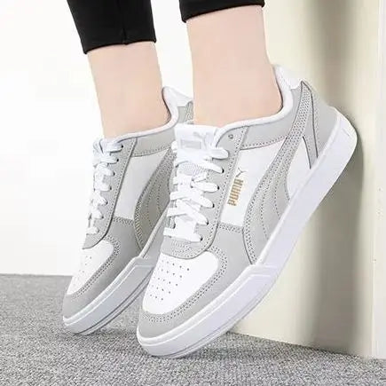 Baskets basses Puma 380810-35 Blanc Gris Or Cuir Synthétique Chaussures de skate décontractées Sport