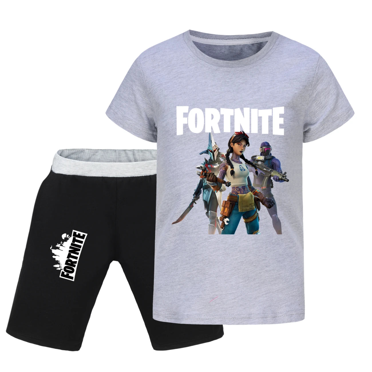 Fortnite Summer Kids Cartoon T-shirts Shorts Two-piece Set Baby Boys Tracksuit Girls Outfits505