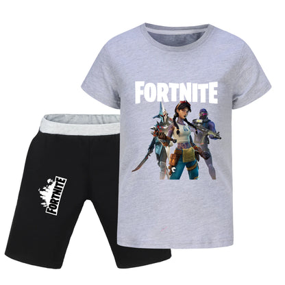 Fortnite Summer Kids Cartoon T-shirts Shorts Two-piece Set Baby Boys Tracksuit Girls Outfits505