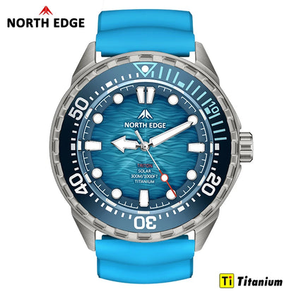 NORTH EDGE TRITON-TI Titánové nerezové potápačské hodinky na solárny pohon Luxusné quartzové hodinky pre mužov Vodotesnosť 300 m Výdrž viac ako 180 dní