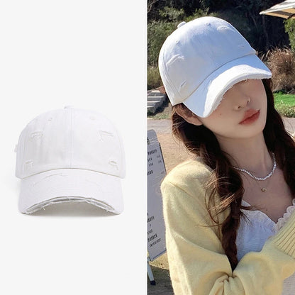 Men's and women's new spring and summer hip-hop versatile soft top curved eave retro personality distressed hole duckbill hat