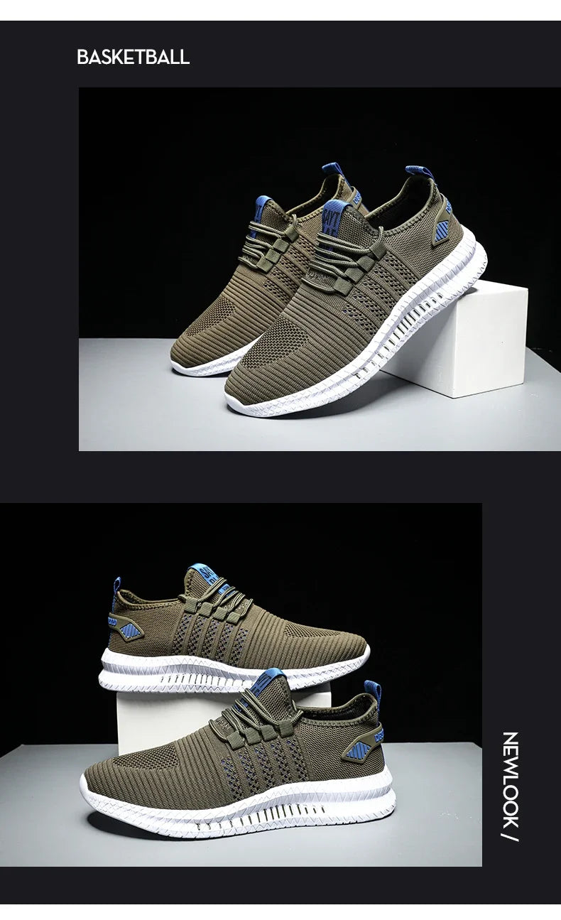 Zapatillas de moda ligeras para hombre, calzado casual transpirable con cordones, zapatos de caminar para hombre, calzado casual de verano